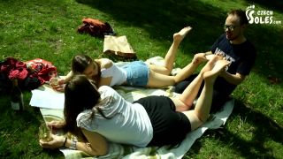 Czech SolesTwo Barefoot Girls In Park Having Their Feet Worshiped By A Stranger (Foot Worship, Public Feet) - 1080p-3