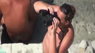 Nudist couples fucking in rocky beach Voyeur!-1