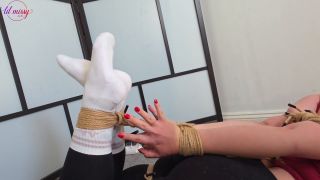 Lil Missy Uk -  Lil Missy UK in Tied In Black Leggings And White Socks.-9