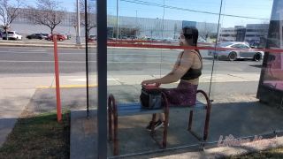 free video 4  Liliane Hart – Bus Stop Dildo Fuck, naked on public-1