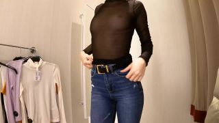 Sexy Teen With Small Tits TryOn Haul Slim Blouses, Pullovers In Dressing Room. 1080p-0