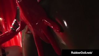 Femdom, latex, queen rubberdoll fucks blonde slave! Quick...-3
