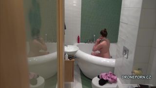 Chubby busty girl taking shower. hidden cam-5