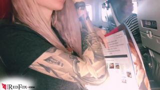 Red FoxBlonde Masturbate Pussy In The Airplane Hot Solo-1