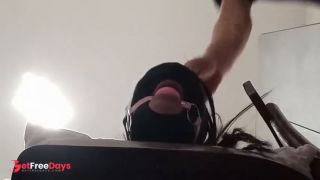 Tied up, blindfolded and ballgagged milf gets fucked in her mouth, pussy and ass-4