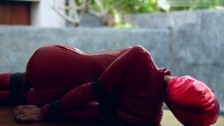 Sangini - Red Latex Doll Tape Bondage With Vibrator - BDSM-2