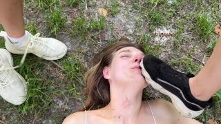adult video 21 Petite Princess FemDom: Loser Slave Girl Service Two Mistresses Asses And Kiss Their Dirty Sneakers Outside, femdom sub on femdom porn -9