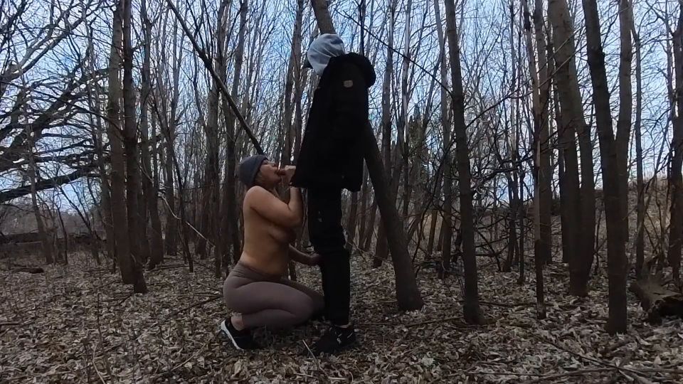 TheRykers Topless Outside Sucking Cock in the Cold!
