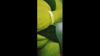 Masturbating in front of a lamp with green light-5