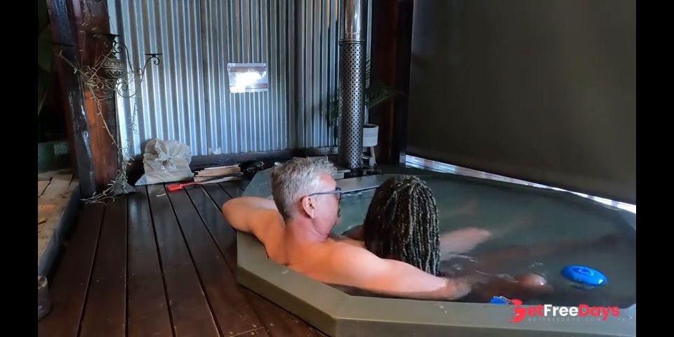 Sexcation Part 6 - Ebony Milf gets her ass eaten and pussy fingered in a hot tub
