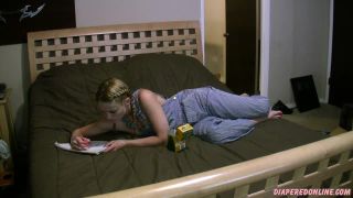 DiaperedonlineDolly Dolly Overalls Coloring on Bed-9
