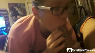 Girlfriend Gives Me A Nice Slow And Sloppy Blowjob With Glasses - Homemade-3