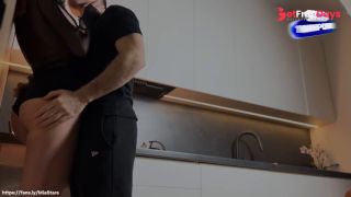 Beautiful romantic sex in the kitchen with a huge amount of sperm.-0