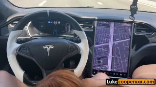 Porn Hub - Luke Cooper - Sexy Big Tits Red Head Zoey Luna Fucks In Car Tesla Autopilot - Blowjob-2