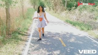 KOREAN SOLO FEMALE DOES PUBLIC COSPLAY SKIRT WALKING NUDE-1