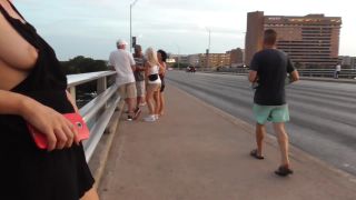 Shy Goth Exhibitionist - Busy Bridge - Sideboob on voyeur -6