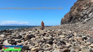 sex and blowjob in public on the beach from a blonde and a brunette-1