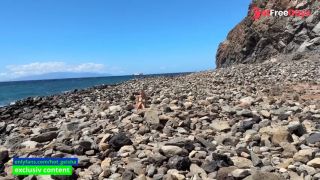 sex and blowjob in public on the beach from a blonde and a brunette-2
