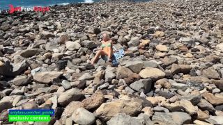 sex and blowjob in public on the beach from a blonde and a brunette-3