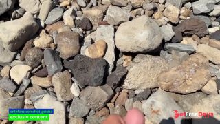 sex and blowjob in public on the beach from a blonde and a brunette-4