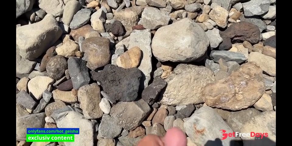 sex and blowjob in public on the beach from a blonde and a brunette