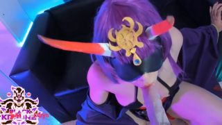 Shuten Douji Blowjob, Oily Ass,Dance, twerk and Cum In Mouth. Black Kitsune Fox-8