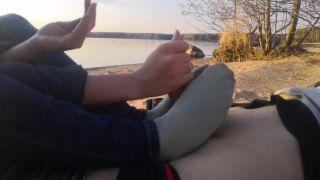 Public Footjob And Socksjob On The Beach 1080p – Oksifootjob | download film now | feet porn -1