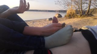 Public Footjob And Socksjob On The Beach 1080p – Oksifootjob | download film now | feet porn -2