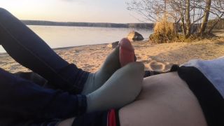 Public Footjob And Socksjob On The Beach 1080p – Oksifootjob | download film now | feet porn -5