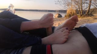 Public Footjob And Socksjob On The Beach 1080p – Oksifootjob | download film now | feet porn -9