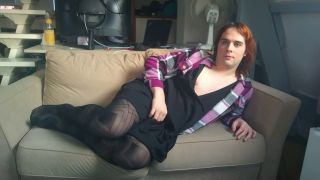 Horny Femboy Fucking Himself On The Sofa.-0