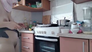 Female Orgasm Hairy latina pussy, big tits, sensual hairy woman in kitchen.-5
