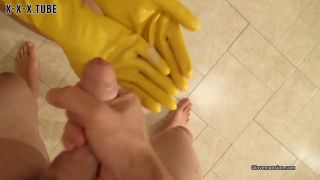  Glovemansion  Glovemansion Yellow Rubber Gloves Cum fetish-9