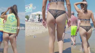 Sexy girl in wet lace panties on beach Voyeur-3