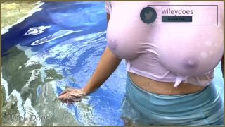 WifeyDoesAmazing hot wife in Wet T-shirt in the hotel Pool ｜ Risky public exhibitionist(1)-8