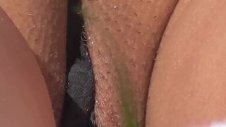 Hairy pussy slip out of thong during suntanning Hairy!-7