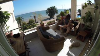 [Amateur] Stealth sex on beach balcony while people walk nearby-5