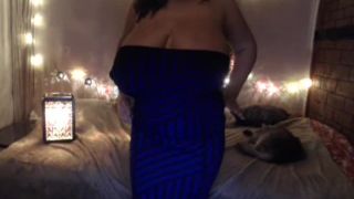 Rose - webcam - macromastia – Colossal tits in tight blue dress - Big tits-7