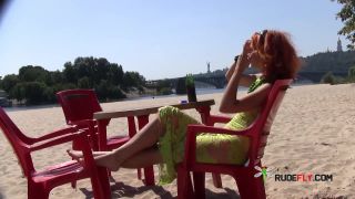 Slim girl with perky boobs naked at a nudist  beach-2