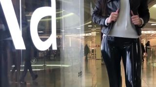 MylatexbabyJulia Sexy Walk in Latex Leggings and High Heels in a Mall-4