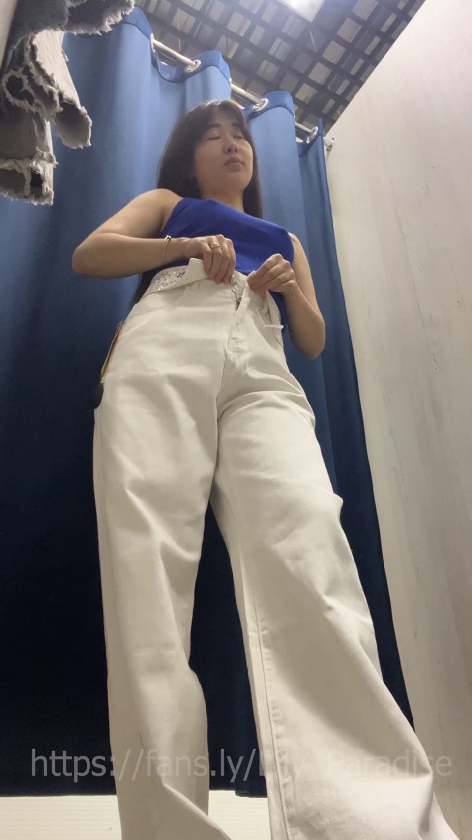 A Young Asian Woman Tries On Outfits, Strips Naked And Shows Her Big Br