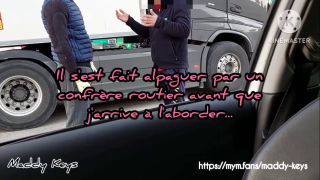 French Slut Offers A Free Blowjob To A Truck Driver If He Lets Her Reco.-3