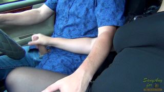 [Amateur] ⓵ Risky Public Handjob in Car and Cumshot at high Speed! - SanyAny-7