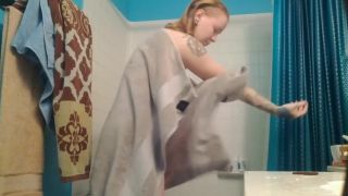 hot redhead tattooed girl after shower. hidden cam-5