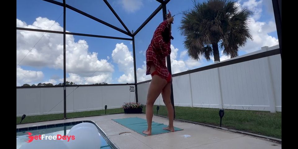 [GetFreeDays.com] Yoga instructor stretching by the pool Porn Leak June 2023