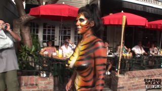 xxx clip 7 femdom gagged Fantasy Fest Body Painted Milfs in the Street, brunette on blonde porn-3