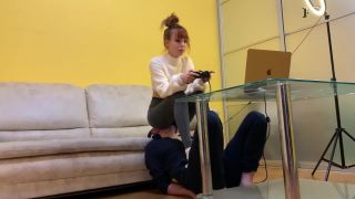 clip 33 Petite Princess FemDom - Gamer Kira In Leggings Uses Her Chair Slave While Playing - amateur - femdom porn fetish queen-1