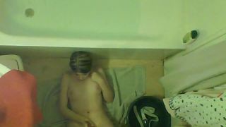 Blonde girl masturbating in the bathroom. spy cam-7