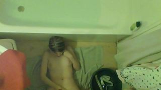 Blonde girl masturbating in the bathroom. spy cam-8