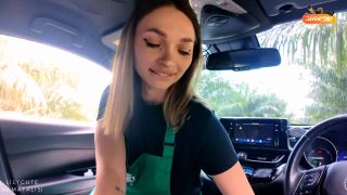 Maya Lis - Cute Starbucks Barista Girl Fuck In The Car Full HD - Public sex-1